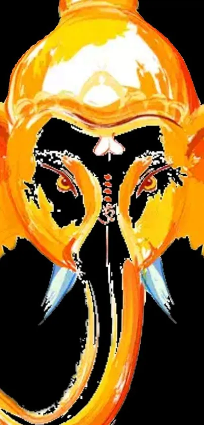 Yellow-orange artistic Ganesha wallpaper with vibrant colors.