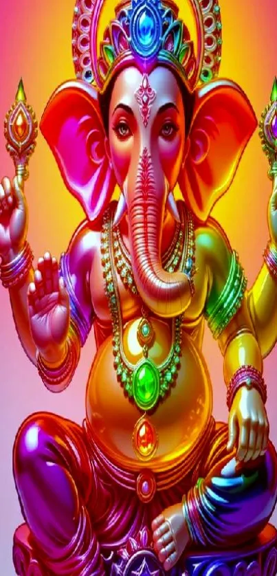 Colorful Ganesha artwork with vibrant hues.