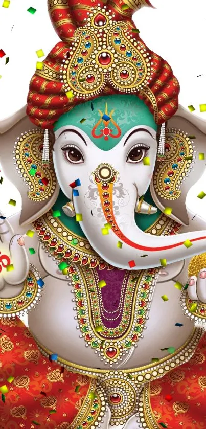 Colorful Ganesha mobile wallpaper with intricate designs.