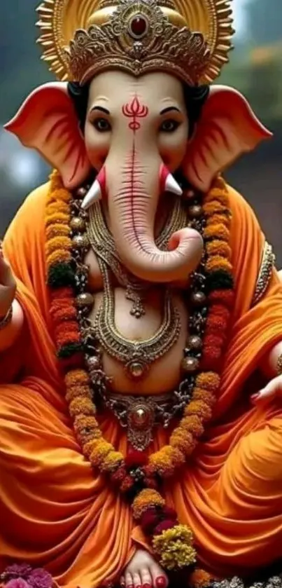 Vibrant Ganesha in traditional attire with intricate details.