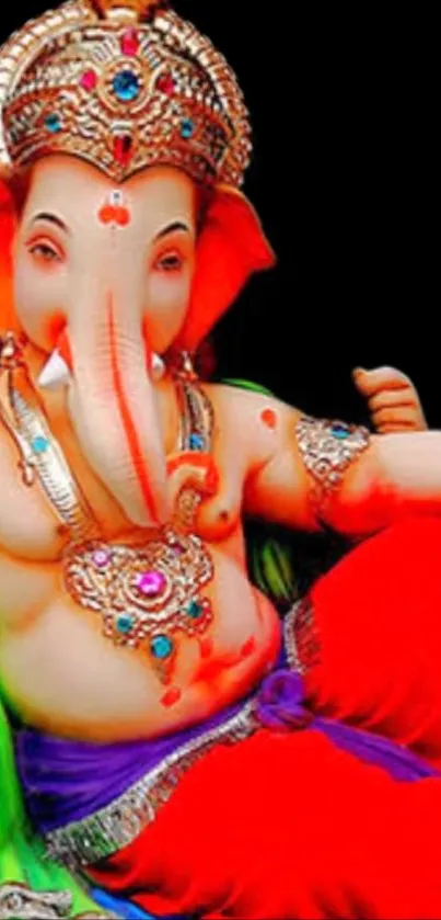 Vibrant Ganesha art in rich colors, ideal for mobile phone backgrounds.