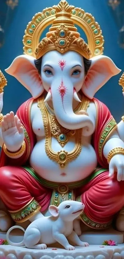 Artistic depiction of Lord Ganesha in vibrant colors.