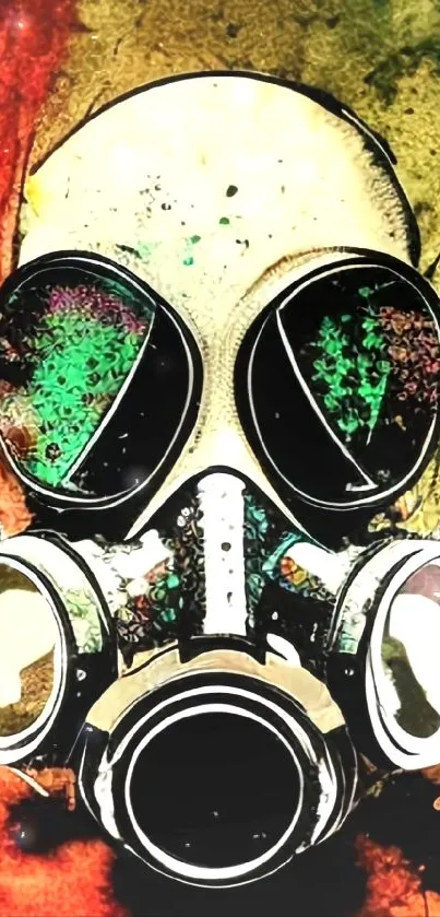 Artistic gas mask wallpaper with vibrant colors.