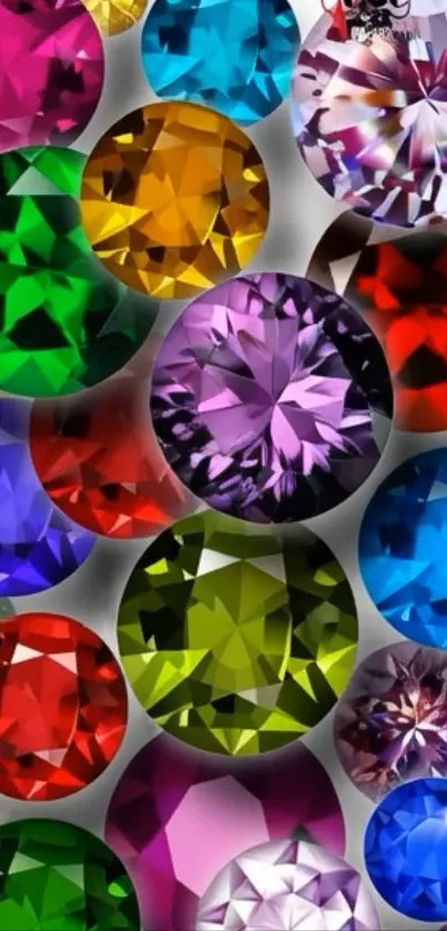 Colorful gemstones in artistic pattern wallpaper.
