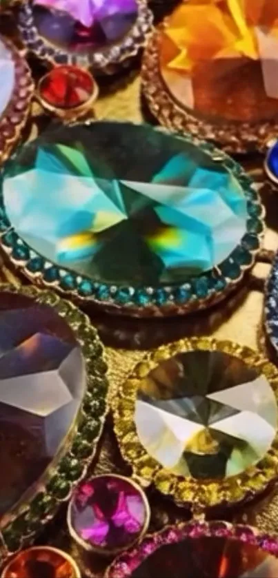 Vibrant gemstone design with colorful jewels.