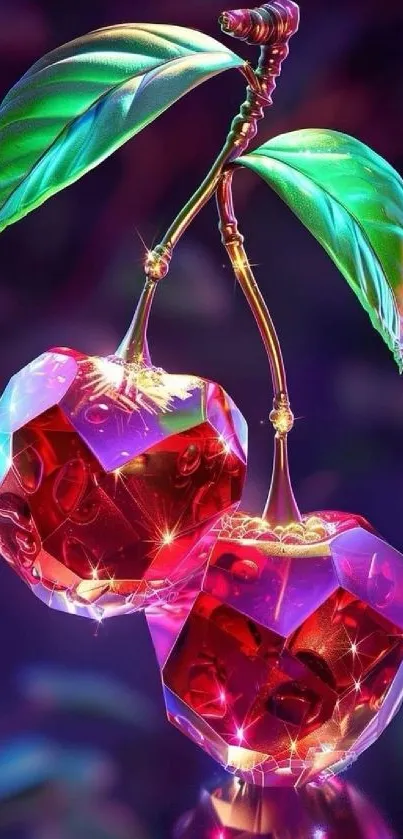 Artistic crystal cherries with vibrant colors.