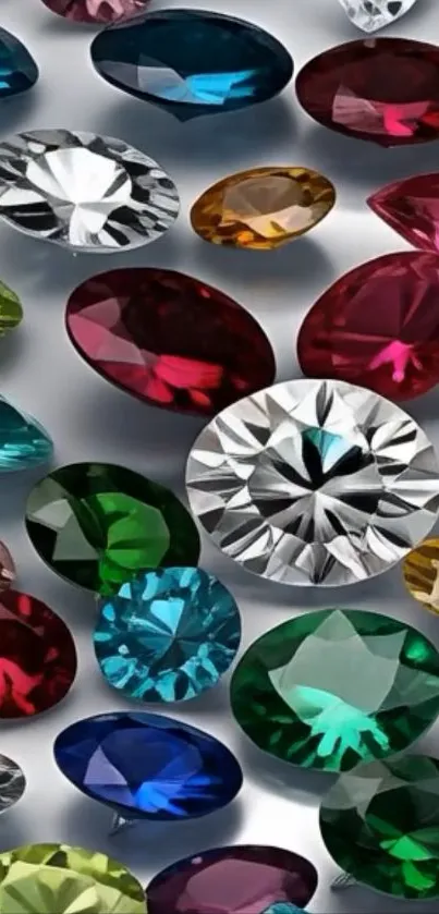 Colorful collection of gemstones art wallpaper