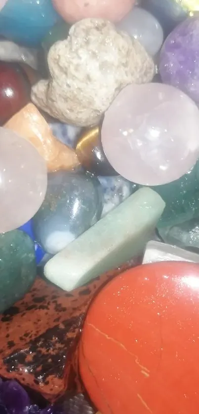 Colorful gemstone collection showcasing vibrant polished stones.