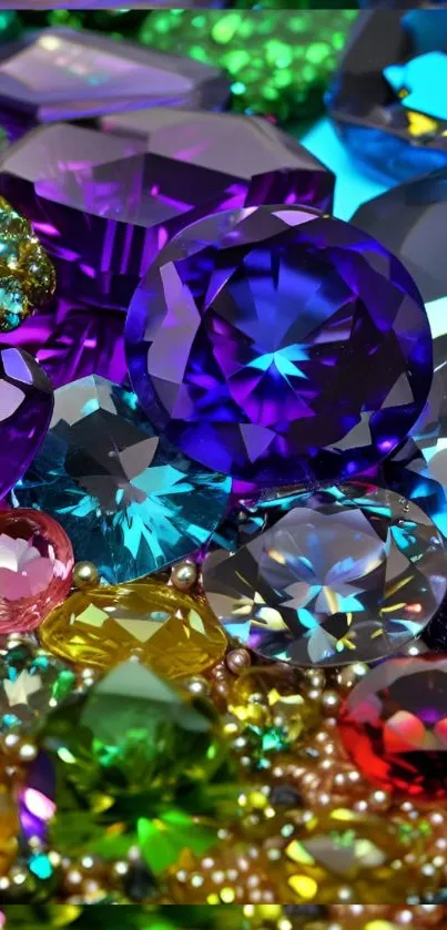 Vibrant gemstone collection showcasing colorful and radiant jewels in a luxurious display.