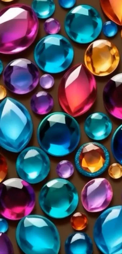 Colorful gems and crystals mobile wallpaper with vibrant hues.