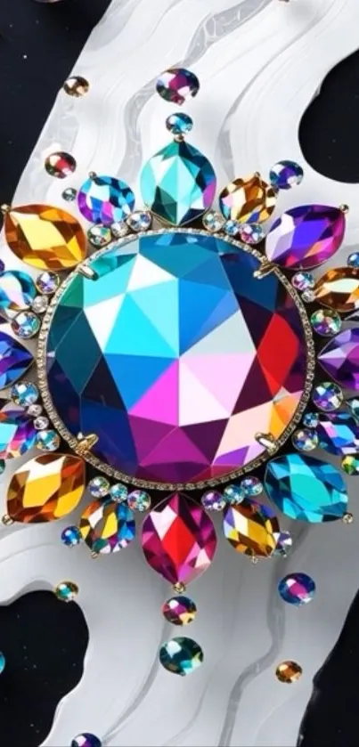 Colorful gemstone design mobile wallpaper.