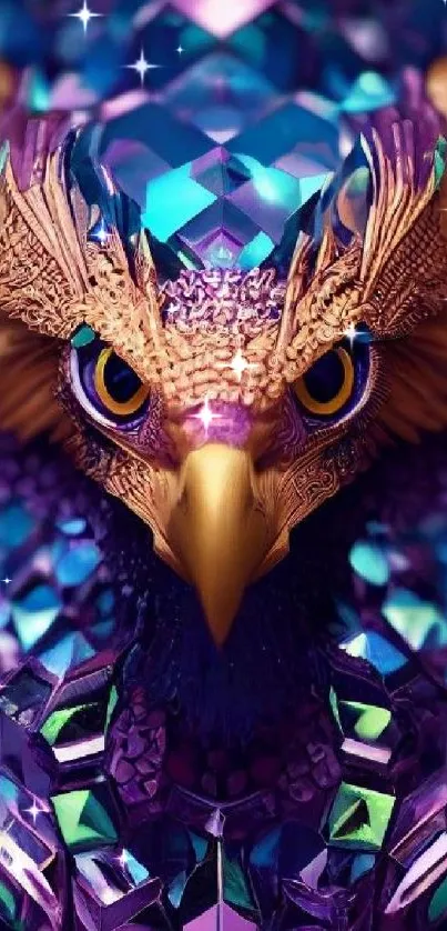 Majestic eagle formed with vibrant gemstones.