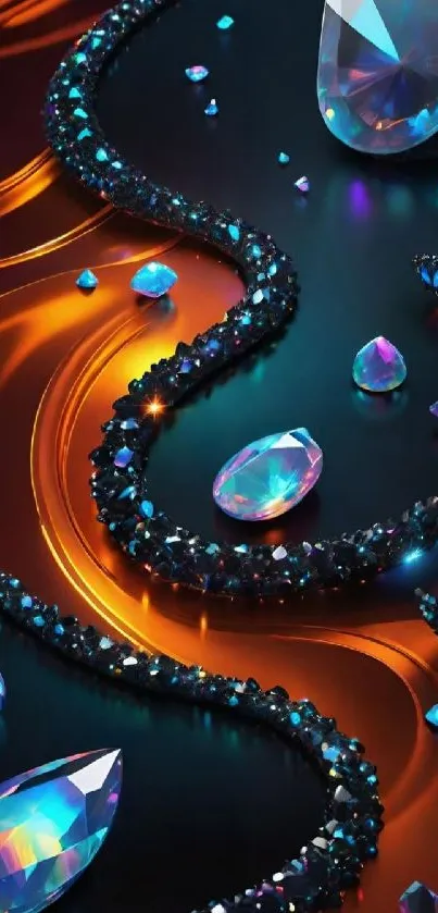 Colorful gemstone and sleek curves wallpaper for mobile.