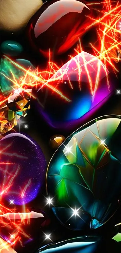 Vibrant mobile wallpaper with colorful gemstones.