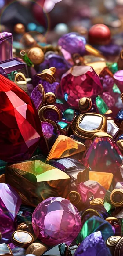 Vibrant assortment of colorful gemstones in a stunning mobile wallpaper.