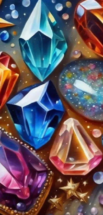 Colorful wallpaper with vibrant gemstones and bright jewel tones.