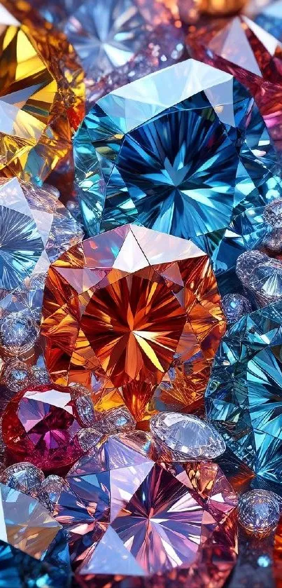 Colorful gemstones in dazzling display, perfect for phone wallpaper.