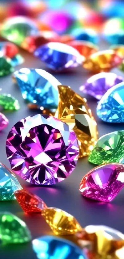 Colorful collection of sparkling gemstones in vibrant hues.