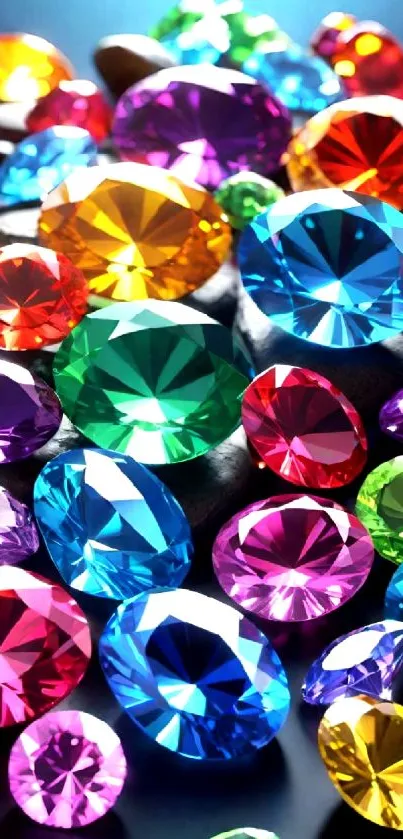 Vibrant gemstones in various colors create a dazzling mobile wallpaper.