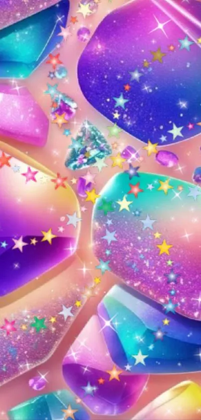 Colorful crystal stones with vibrant hues.