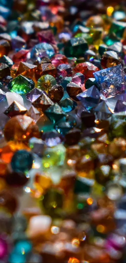 Colorful gemstones close-up in vibrant array.