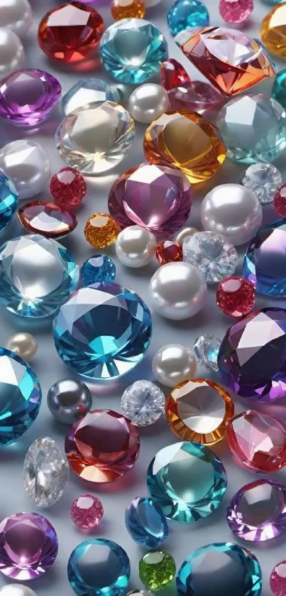 Colorful gemstone and pearl mobile wallpaper.