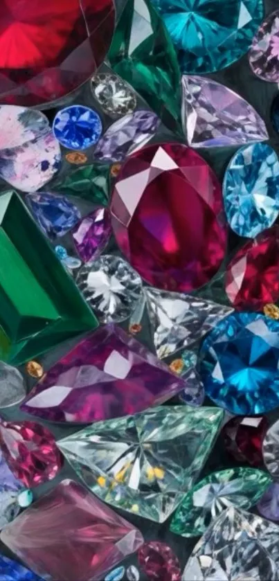 Vibrant gem-studded pattern wallpaper