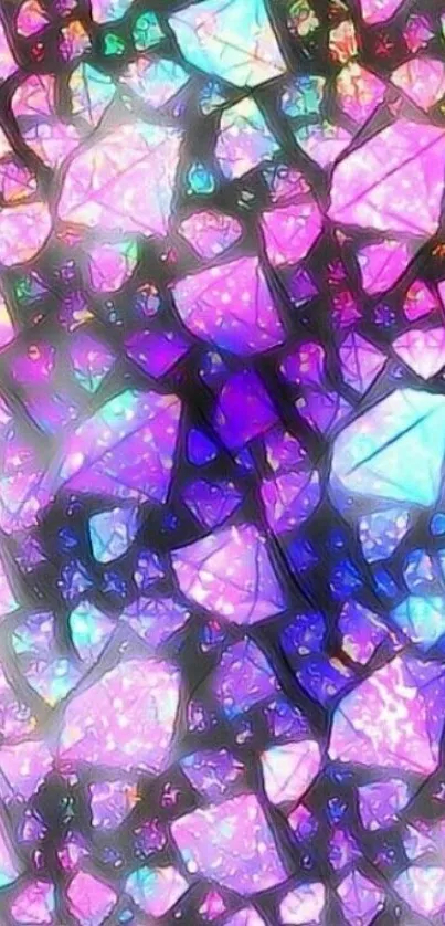 Vibrant purple and blue gemstone pattern wallpaper.