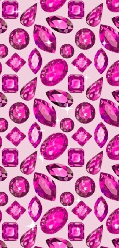 Colorful pink gemstone pattern wallpaper design.