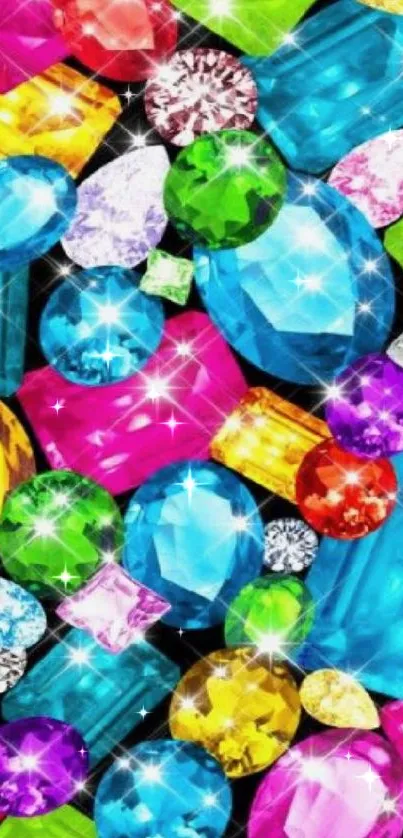 Colorful gemstone wallpaper with vibrant jewels.