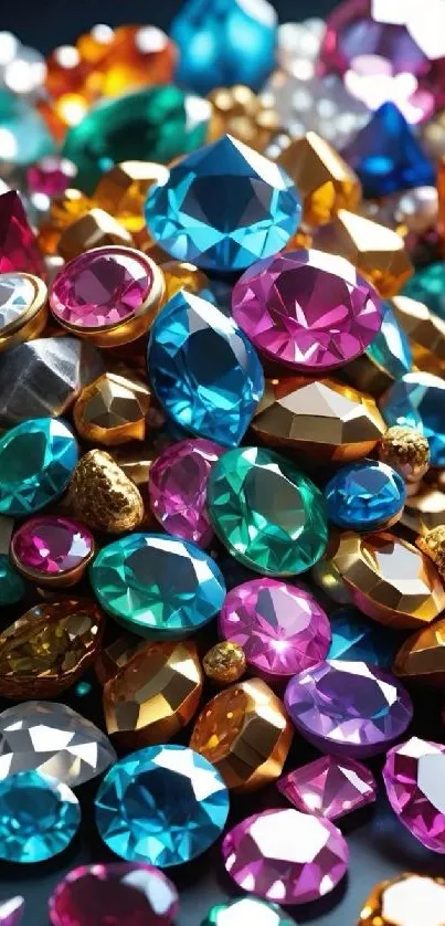 Colorful gemstone wallpaper with vibrant jewels.
