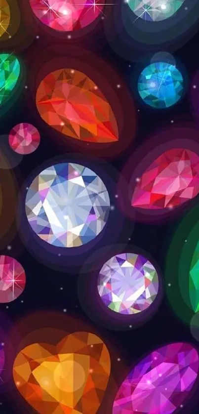 Vibrant gemstones on a dark phone wallpaper.