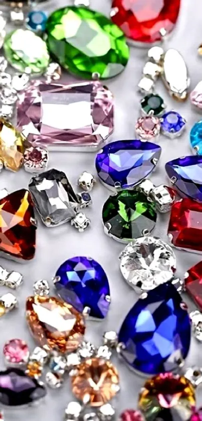 Vibrant gemstone wallpaper with colorful jewels.
