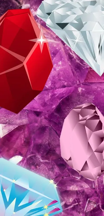 Colorful gemstone wallpaper with vibrant background.