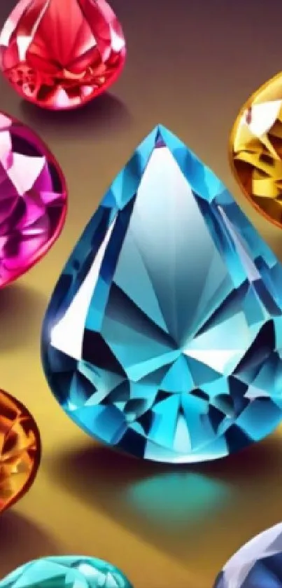 Teardrop gemstone mobile wallpaper with vibrant colors and elegant design.