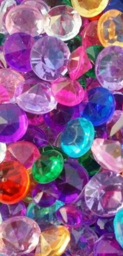 Vibrant colorful gemstones creating a dazzling mobile wallpaper.