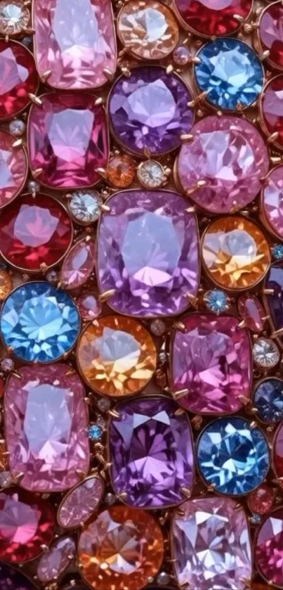Vibrant gemstone design filled with colorful jewels.