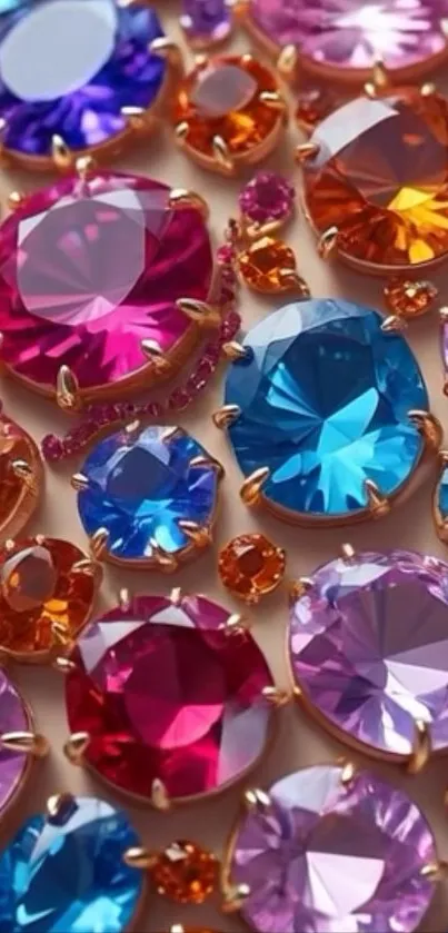 Vibrant mobile wallpaper with colorful gemstones in elegant arrangement.