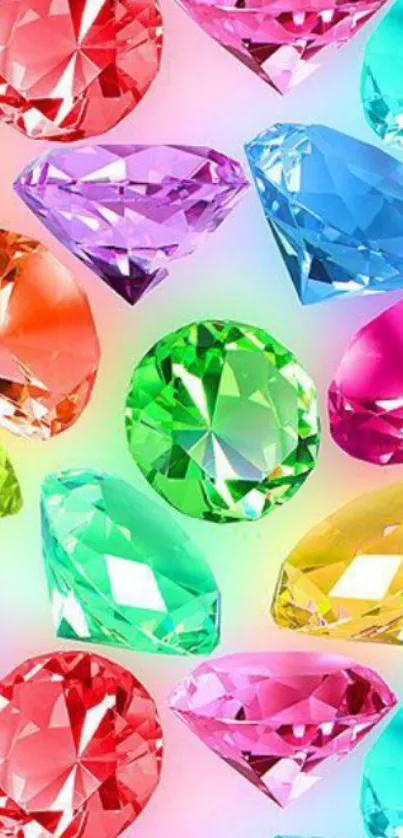 Bright mobile wallpaper with colorful gemstones.