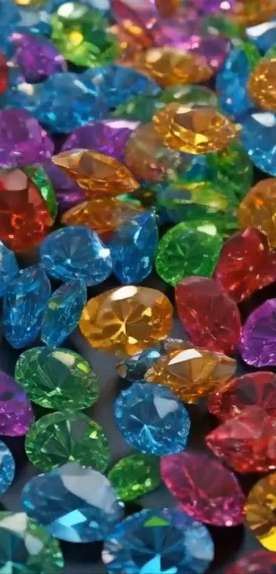 Vibrant and colorful gemstones scattered in a dazzling display on a dark backdrop.