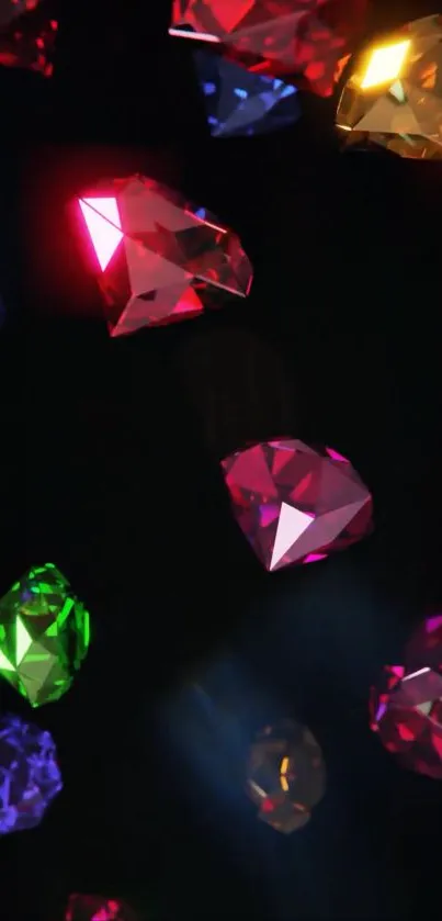 Colorful gemstones and jewels against a black background.