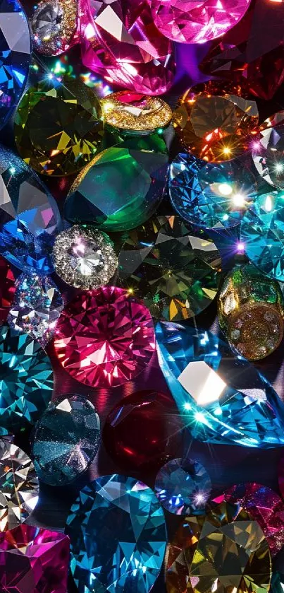 Vibrant and colorful gemstone mobile wallpaper with sparkling jewels.