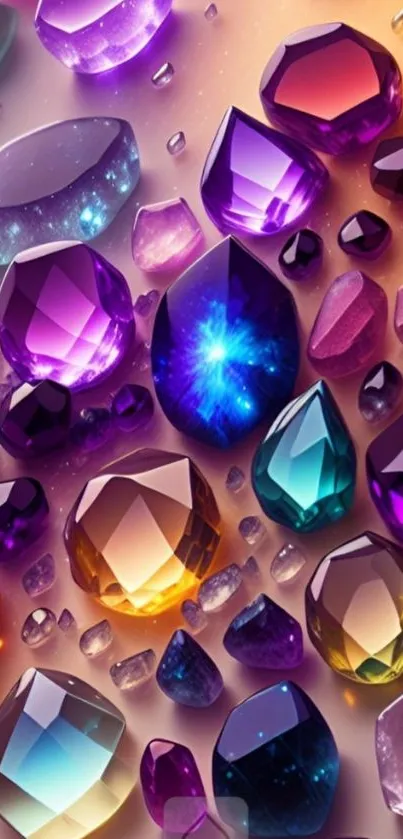 Vibrant gemstones wallpaper with sparkling colors.