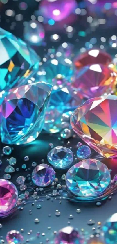 Vibrant gemstone wallpaper with colorful, sparkling jewels and bright hues.