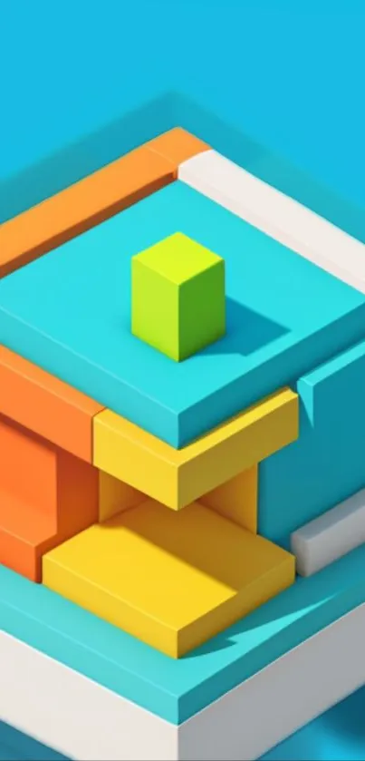 3D geometric art wallpaper with vibrant cubes.