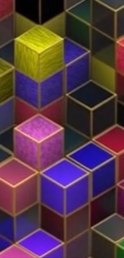 Colorful 3D geometric cubes with vibrant hues.