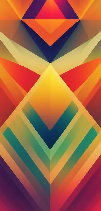 Vibrant geometric abstract art wallpaper in bold colors and shapes.