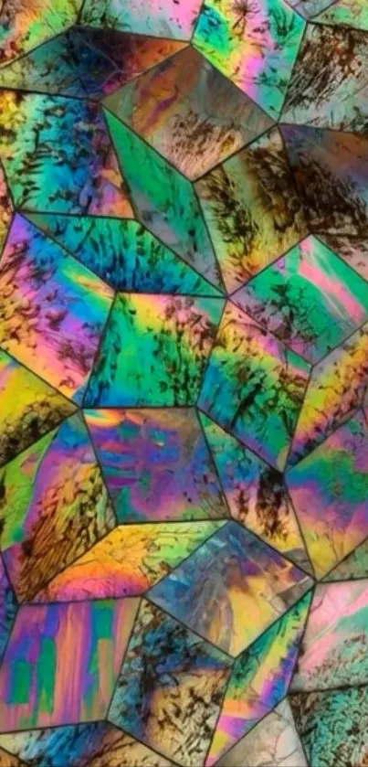 Vibrant geometric abstract art design with colorful polygons.