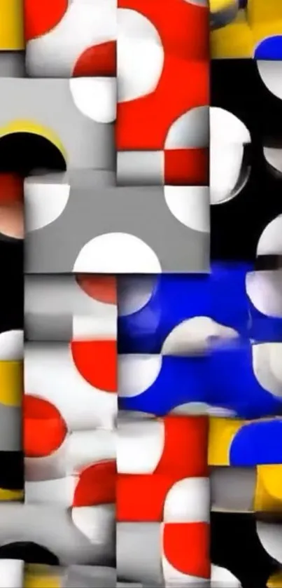 Colorful geometric abstract art wallpaper with shapes.