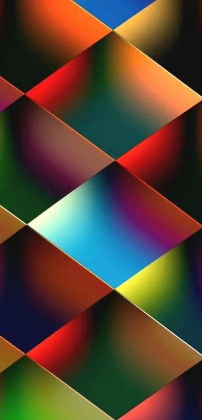 Colorful geometric diamond pattern wallpaper.